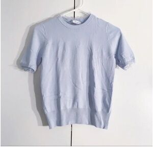 Zara Soft Gray Top with Sheer Polka Dot Accent